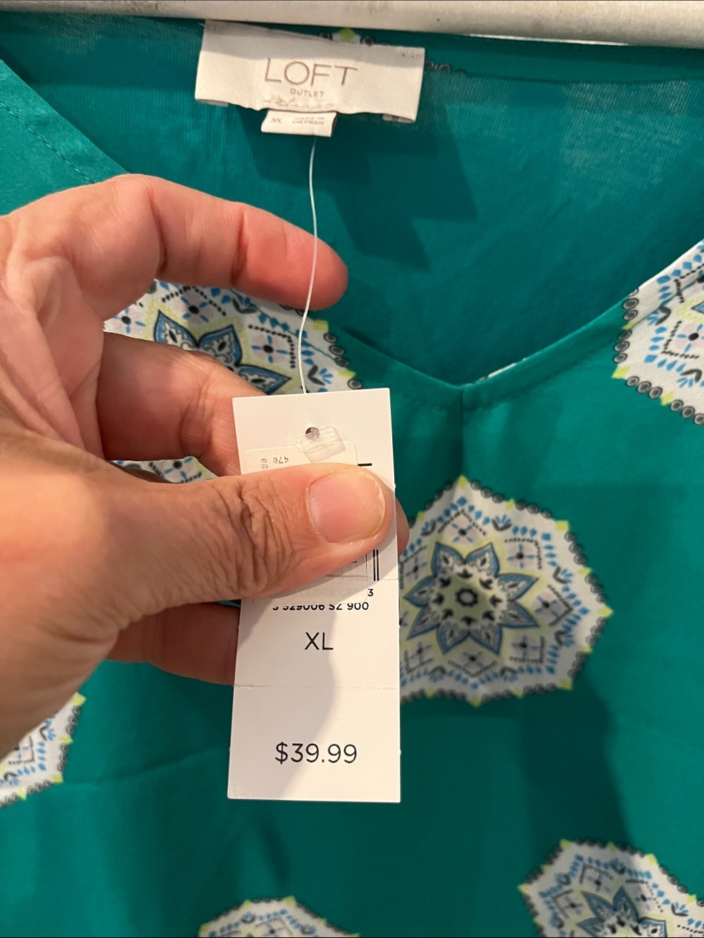 LOFT Teal Medallion Flutter Sleeve Tunic - Picture 2 of 7